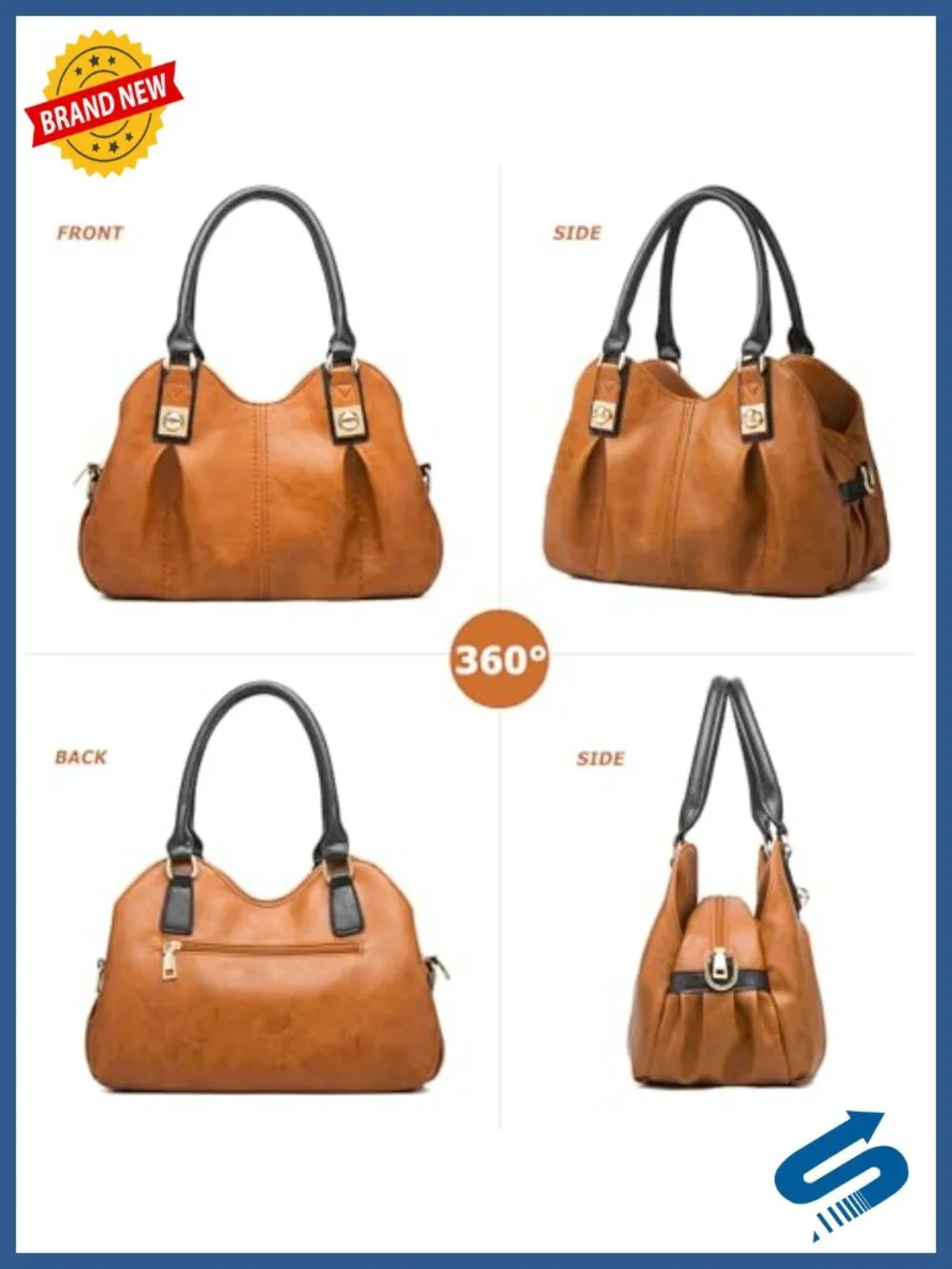 PU Leather 4-Piece Tote Handbag Set with Top Handle Satchel, Crossbody & Clutch
